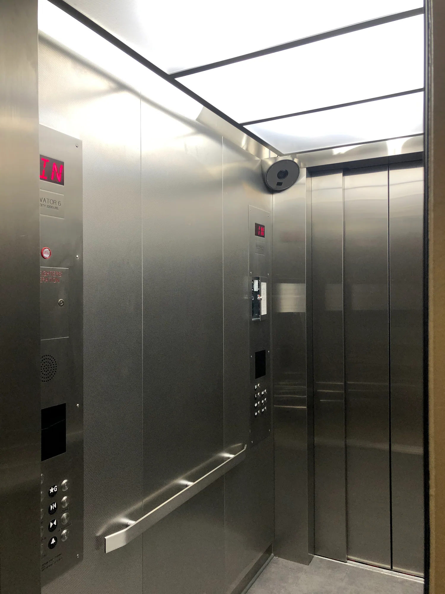 Second stainless elevator cab view at a juvenile detention facility